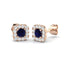 0.60ct Blue Sapphire & Diamond Square Cluster Earrings 18k Rose Gold
