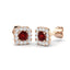 0.60ct Ruby & Diamond Square Cluster Earrings 18k Rose Gold - All Diamond