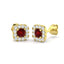 0.60ct Ruby & Diamond Square Cluster Earrings 18k Yellow Gold