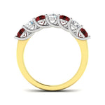 0.70ct Ruby 0.40ct Diamond Seven Stone Ring 18k Yellow Gold - All Diamond