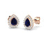 0.85ct Blue Sapphire & Diamond Pear Cluster Earrings 18k Rose Gold