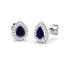 0.85ct Blue Sapphire & Diamond Pear Cluster Earrings 18k White Gold