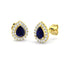 0.85ct Blue Sapphire & Diamond Pear Cluster Earrings 18k Yellow Gold