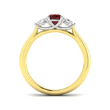 0.85ct Ruby And 0.30ct Diamond Trilogy Ring in 18k Yellow Gold - All Diamond