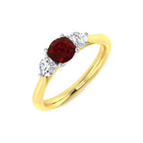 0.85ct Ruby And 0.30ct Diamond Trilogy Ring in 18k Yellow Gold - All Diamond