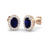 0.90ct Blue Sapphire & Diamond Oval Cluster Earrings 18k Rose Gold