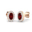 0.90ct Ruby & Diamond Oval Cluster Earrings 18k Rose Gold