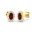 0.90ct Ruby & Diamond Oval Cluster Earrings 18k Yellow Gold - All Diamond