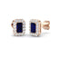 0.90ct Sapphire & Diamond Rectangle Cluster Earrings 18k Rose Gold