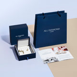 0.90ct Sapphire & Diamond Rectangle Cluster Earrings 18k White Gold - All Diamond