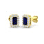 0.90ct Sapphire & Diamond Rectangle Cluster Earrings 18k Yellow Gold