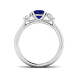 0.96ct Blue Sapphire And 0.54ct Diamond Trilogy Ring in 18k White Gold - All Diamond