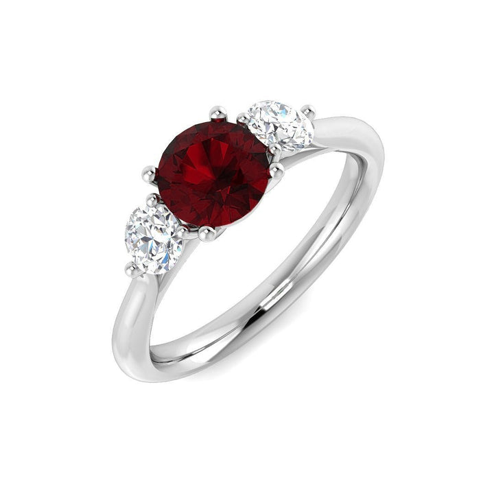 0.96ct Ruby And 0.54ct Diamond Trilogy Ring in 18k White Gold