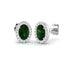 1.00ct Emerald & Diamond Oval Cluster Earrings 18k White Gold - All Diamond