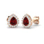 1.00ct Ruby & Diamond Pear Cluster Earrings 18k Rose Gold - All Diamond