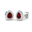 1.00ct Ruby & Diamond Pear Cluster Earrings 18k White Gold