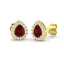 1.00ct Ruby & Diamond Pear Cluster Earrings 18k Yellow Gold - All Diamond