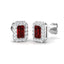 1.00ct Ruby & Diamond Rectangle Cluster Earrings 18k White Gold