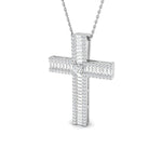 1.10ct Baguette & Round Diamond Cross in 9k White Gold - All Diamond