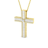 1.10ct Baguette & Round Diamond Cross in 9k Yellow Gold - All Diamond