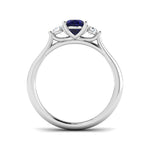 1.12ct Blue Sapphire with 0.23ct Diamond Trilogy Ring 18k White Gold - All Diamond