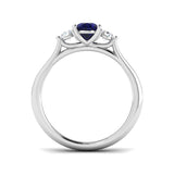 1.12ct Blue Sapphire with 0.23ct Diamond Trilogy Ring 18k White Gold - All Diamond