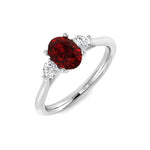 1.12ct Ruby with 0.22ct Diamond Trilogy Ring in 18k White Gold - All Diamond