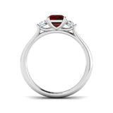 1.14ct Ruby with 0.21ct Diamond Trilogy Ring 18k White Gold - All Diamond