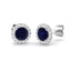 1.20ct Blue Sapphire & Diamond Round Cluster Earrings 18k White Gold