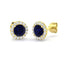 1.20ct Blue Sapphire & Diamond Round Cluster Earrings 18k Yellow Gold