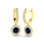 1.30ct Blue Sapphire & Diamond Drop Earrings in 18k Yellow Gold