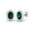 1.30ct Emerald & Diamond Oval Cluster Earrings 18k White Gold