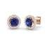 1.35ct Tanzanite & Diamond Round Cluster Earrings 18k Rose Gold