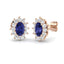1.45ct Tanzanite & Diamond Oval Cluster Earrings 18k Rose Gold - All Diamond