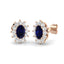 1.60ct Blue Sapphire & Diamond Oval Cluster Earrings 18k Rose Gold - All Diamond