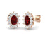 1.60ct Ruby & Diamond Oval Cluster Earrings 18k Rose Gold