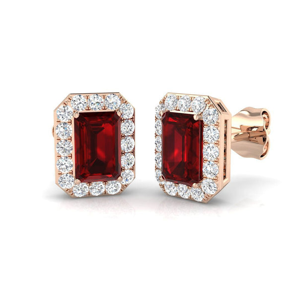 1.75ct Ruby & Diamond Rectangle Cluster Earrings 18k Rose Gold – All ...
