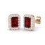 1.75ct Ruby & Diamond Rectangle Cluster Earrings 18k Rose Gold