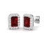 1.75ct Ruby & Diamond Rectangle Cluster Earrings 18k White Gold - All Diamond