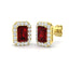 1.75ct Ruby & Diamond Rectangle Cluster Earrings 18k Yellow Gold