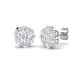 18k White Gold Diamond Cluster Earrings 1.00ct in G/SI Quality - All Diamond