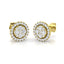 18k Yellow Gold Circle Diamond Cluster Halo Earrings 0.70ct In G/SI Quality