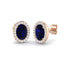 1.90ct Blue Sapphire & Diamond Oval Cluster Earrings 18k Rose Gold
