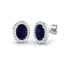 1.90ct Blue Sapphire & Diamond Oval Cluster Earrings 18k White Gold