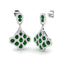 2.00ct Emerald & Diamond Drop Earrings in 18k White Gold - All Diamond