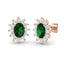 2.00ct Emerald & Diamond Oval Cluster Earrings 18k Rose Gold