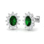 2.00ct Emerald & Diamond Oval Cluster Earrings 18k White Gold