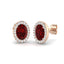 2.10ct Ruby & Diamond Oval Cluster Earrings 18k Rose Gold