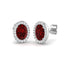2.10ct Ruby & Diamond Oval Cluster Earrings 18k White Gold