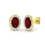 2.10ct Ruby & Diamond Oval Cluster Earrings 18k Yellow Gold - All Diamond